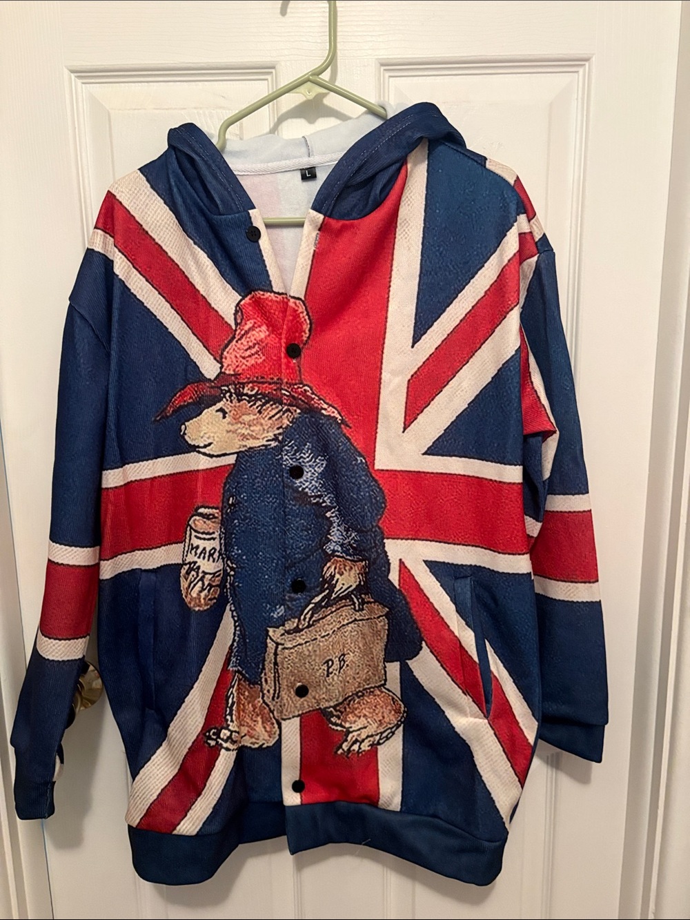 Paddington Bear Union, Jack, button-down, hooded, lightweight jacket NWOT